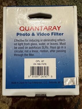 Quantaray CPL 67 Circular Polarizing Photo & Video Filter